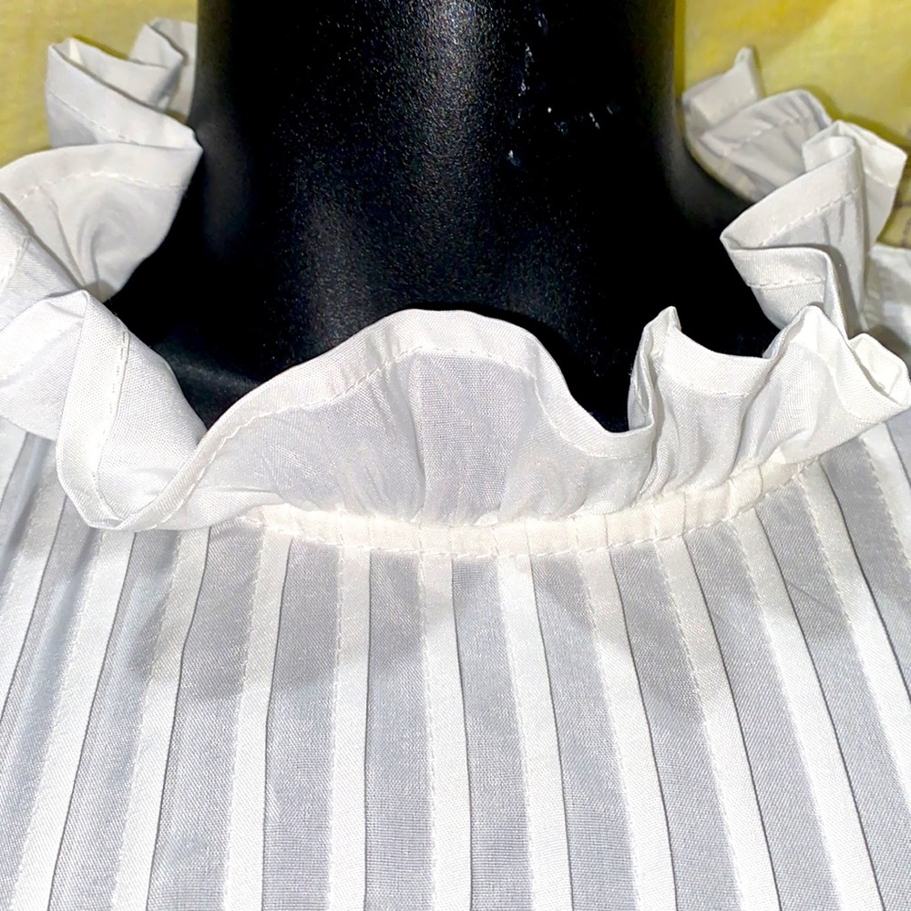 PRETTYLITTLETHING LONG SLEEVE WHITE RUFFLE-COLLAR/CUFF DRESS SZ 10 - Picture 6 of 14